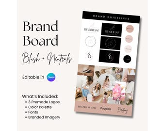 Premade Brand Board Template: Editable Canva Design (Digital Download)