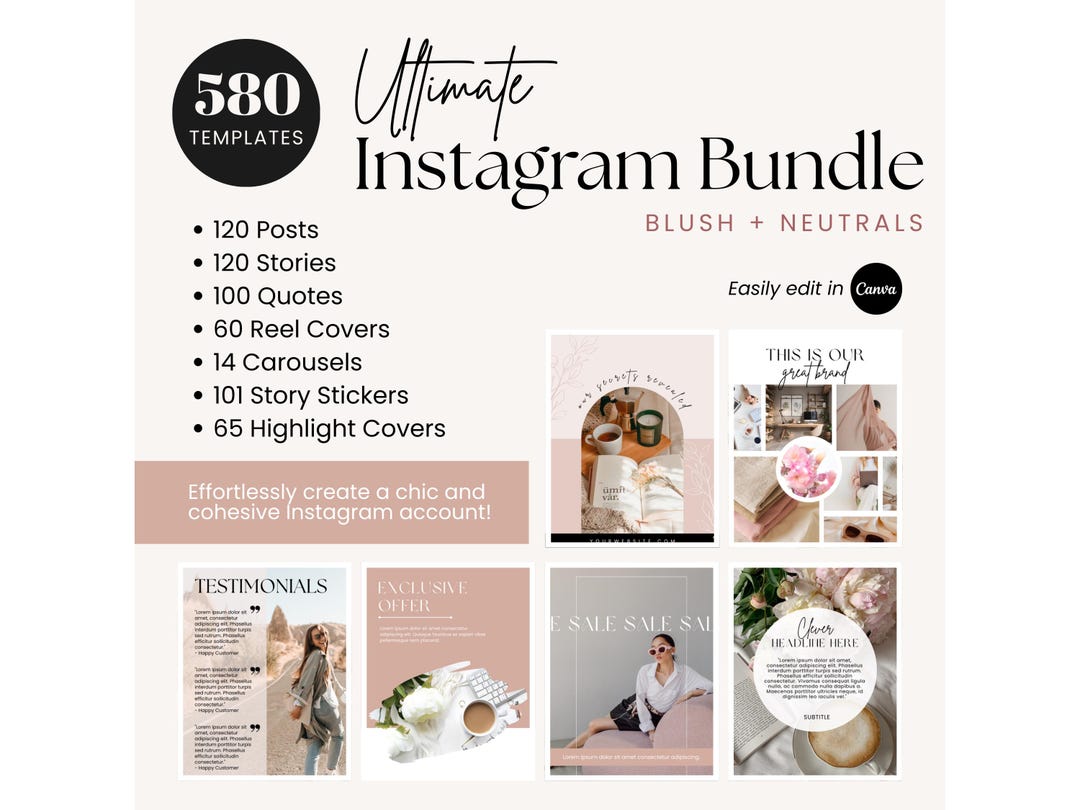 580+ Canva Instagram Templates Bundle: Social Media Branding Kit ...