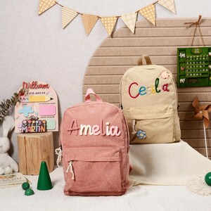 Personalized Kids Backpack, School Bag with Name, Back to School Gift, Vintage Corduroy Backpack,Children&#39;s Backpack, First Day of School