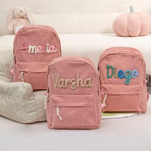Personalized Kids Backpack, School Bag with Name, Back to School Gift, Vintage Corduroy Backpack, Cute Birthday Gifts, Travel Backpack
