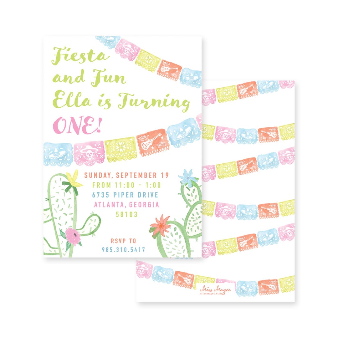 Watercolor Fiesta Birthday Invitation - Etsy