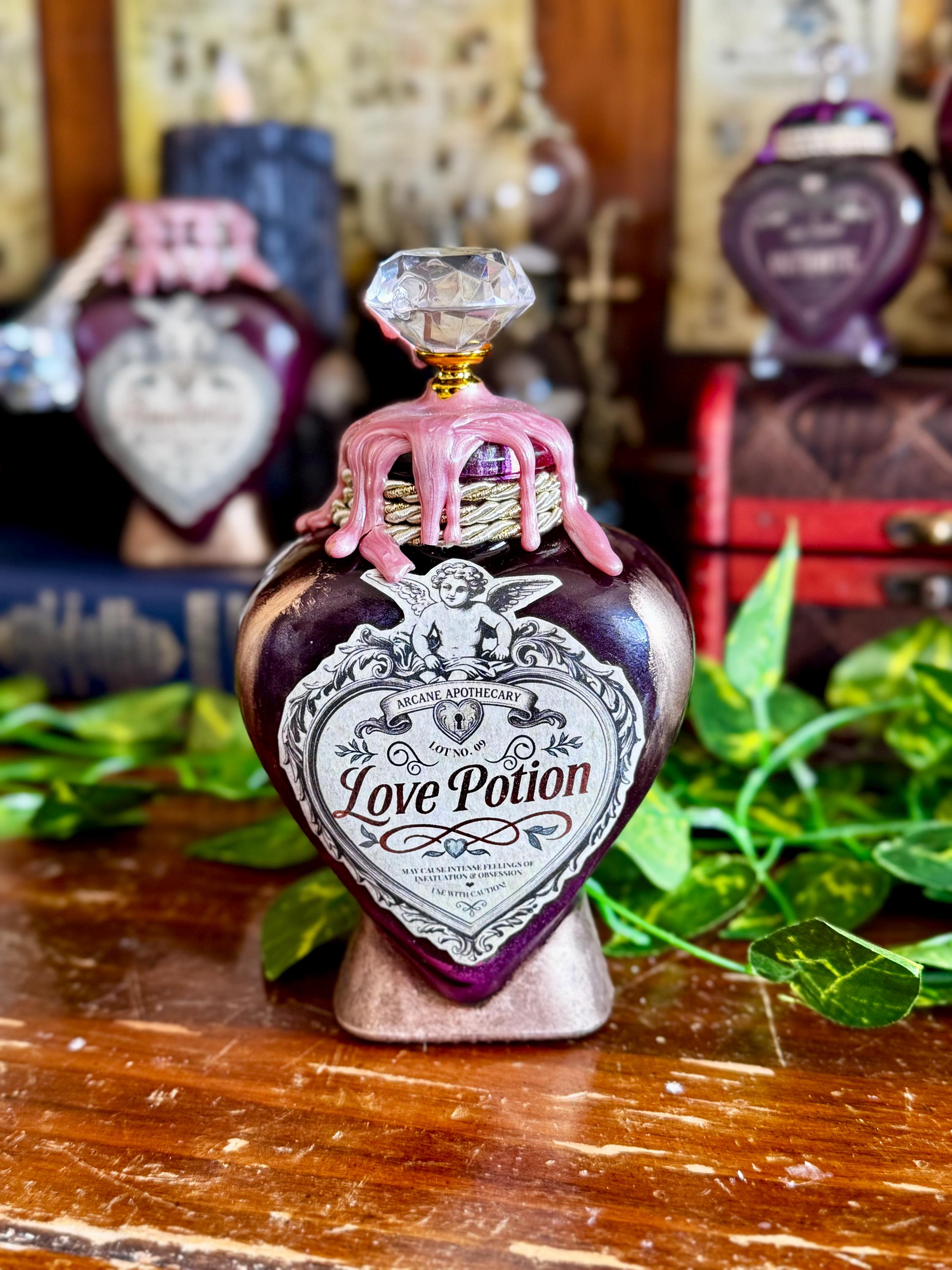 Love Potion | Decorative Swirling Heart Bottle | Romantic Display