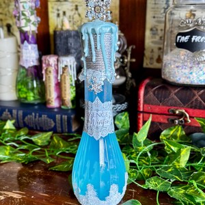 Handcrafted Winter Potion Bottle | Swirling Snowstorm Display, Frost Mage Apothecary Decor
