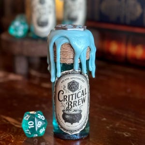 Turquoise Critical Brew | Dice / Die Rolling Potion | Fidget Bottle | D&D RPG Prop