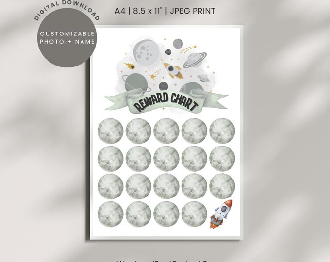Editable Space Reward Chart Printable Behavior Chart Daily Chore Chart ...