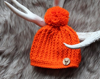 Hunting Buddies Hat pdf PATTERN, newborn to adult sizes, hat/tuque, crochet for boy or girl, digital download