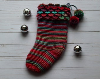 Dragon's Scale Stocking pdf PATTERN, sock, christmas, men, women, children, digital download, instant download