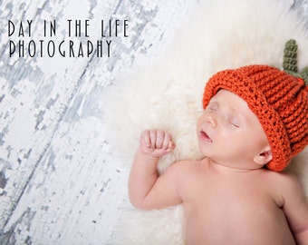 Pumpkin Hat pdf PATTERN (digital download), crochet, photo prop, size newborn to adult, beanie