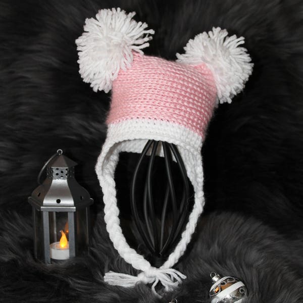 Quinn Double Pompom Hat pdf PATTERN, newborn to adult sizes, hat/beanie/toque to crochet, digital download