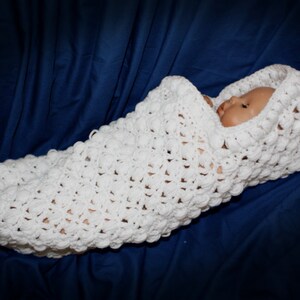Lacy Cuddle Cocoon with Hood pdf PATTERN, bunting, photo prop to crochet for baby, digital download, instant download image 3