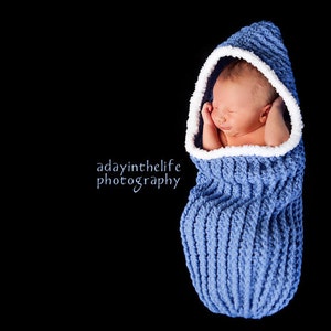 Ribbed Cuddle Cocoon with Hood pdf PATTERN digital download, crochet, bunting, swaddle sac, cuddle sac, baby wrap, photo prop for baby image 1