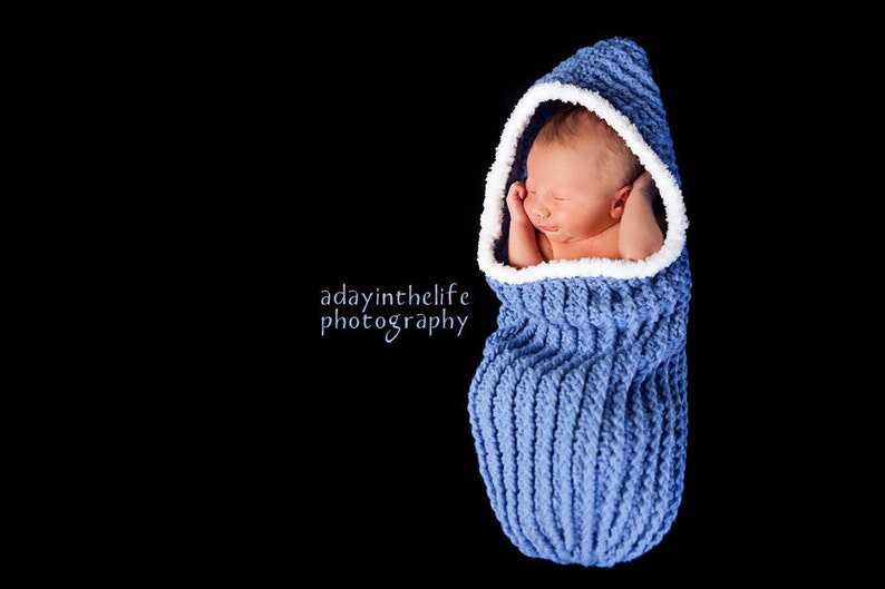 Ribbed Cuddle Cocoon with Hood pdf PATTERN digital download, crochet, bunting, swaddle sac, cuddle sac, baby wrap, photo prop for baby image 1