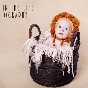 Mighty Lion Bonnet pdf MUSTER (digital download), gehäkelt, Größe Neugeborene bis 3 Jahre, Löwen Hut, Tier Hut Muster, Foto Prop