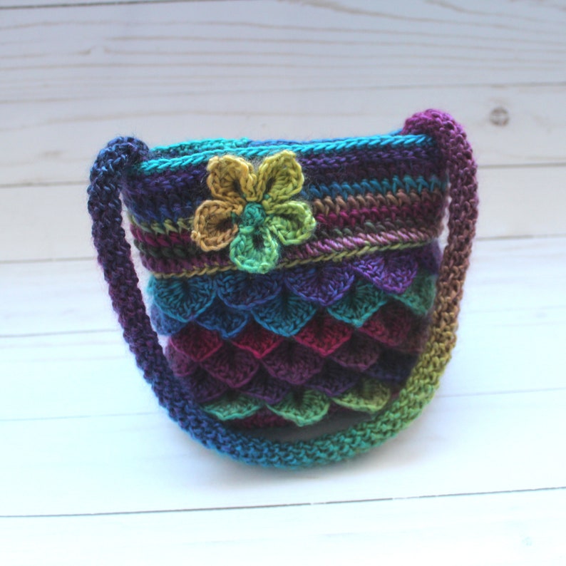 Dragon's Scale Purse pdf PATTERN digital download flower, bag, easter, gift, girl image 2