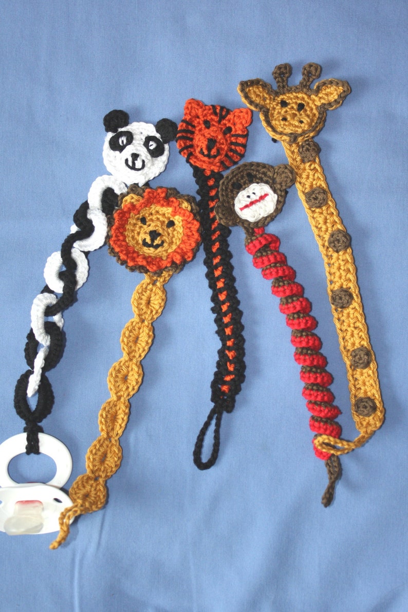 Zoo Animals Soother or Pacifier Clip or Applique Pdf PATTERNS Etsy