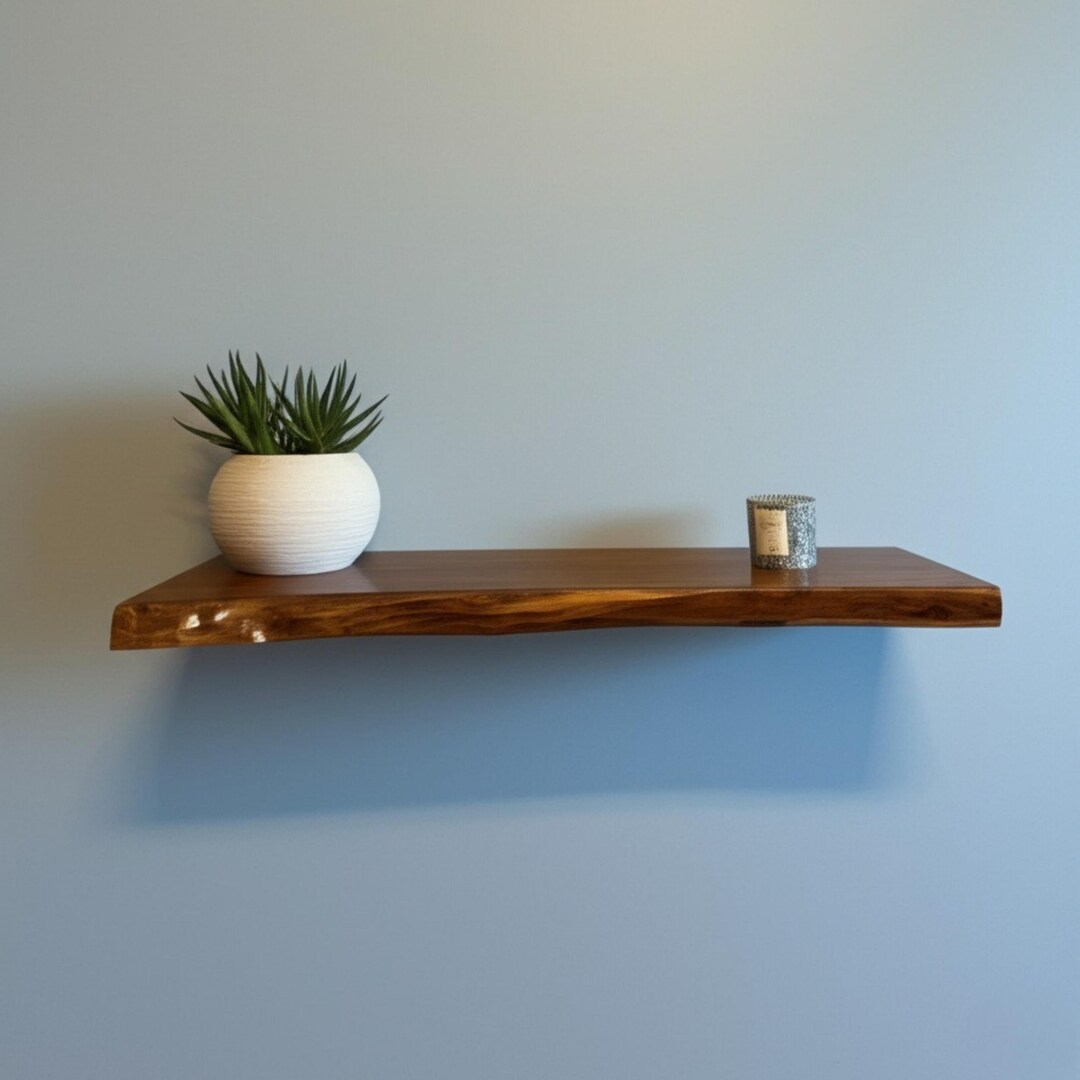 Picture of Wooden Shelves for Living Room - Handmade Shelf - Decorative Wall ...