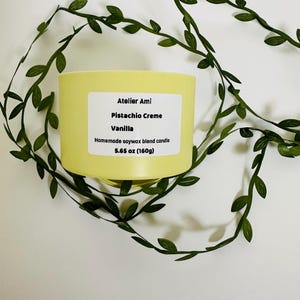 Pistachio Crème & Vanilla Candle: Hand-Poured Soy Coconut Wax (5.65oz)