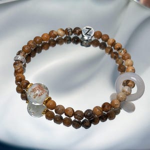 Earth Gemstone Bracelets-Boho Personalized Bracelet-Custom Letter bracelet-Name Bracelet-Spiritual Natural Jewelry-Everyday Bracelets