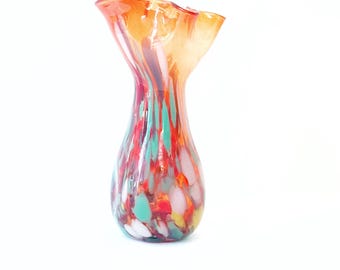 Vintage Hand-Blown Art Glass Case with Spatter Millefiori Pattern