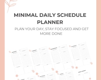Minimalist Daily Productivity Planner | Hourly Schedule (Digital Download PDF)