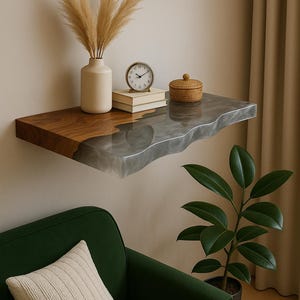 Live Edge Epoxy Shelf, Burl Wood Resin Wall Shelf, Floating Handmade Shelf, Modern Entryway or Bathroom Decor, Rustic Wood Art