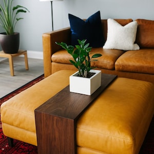 Over Ottoman C Table Overlay – Solid Oak/Walnut 1" | Coffee Table Top Cover | Cocktail Tray | Custom Lengths, 12" Depth, Made to Fit