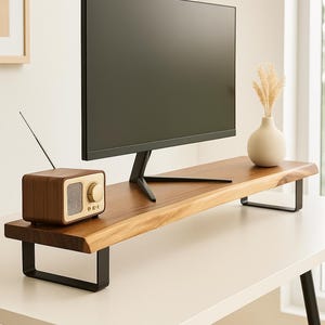 Monitor Stand - Monitor Riser, Wood Monitor Stand, Solid Wood Stand, Desk Shelf, Laptop Stand, Speaker Stand, Desk Accessories, Wooden Stand