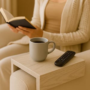 White Oak Sofa Side Table Sofa Arm Tray Table Couch Arm Table Wood Couch Side Table Sofa Arm Table Sofa Armrest Table Handmade Custom Width