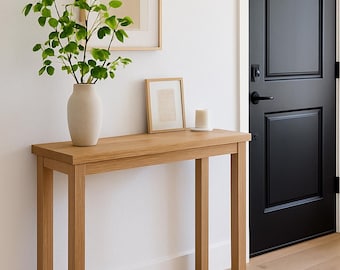 Oak Entryway Table, Solid Wood Console Table, Behind sofa table, Narrow console Table, Minimalist Entry Way Table, Live Edge Console Table