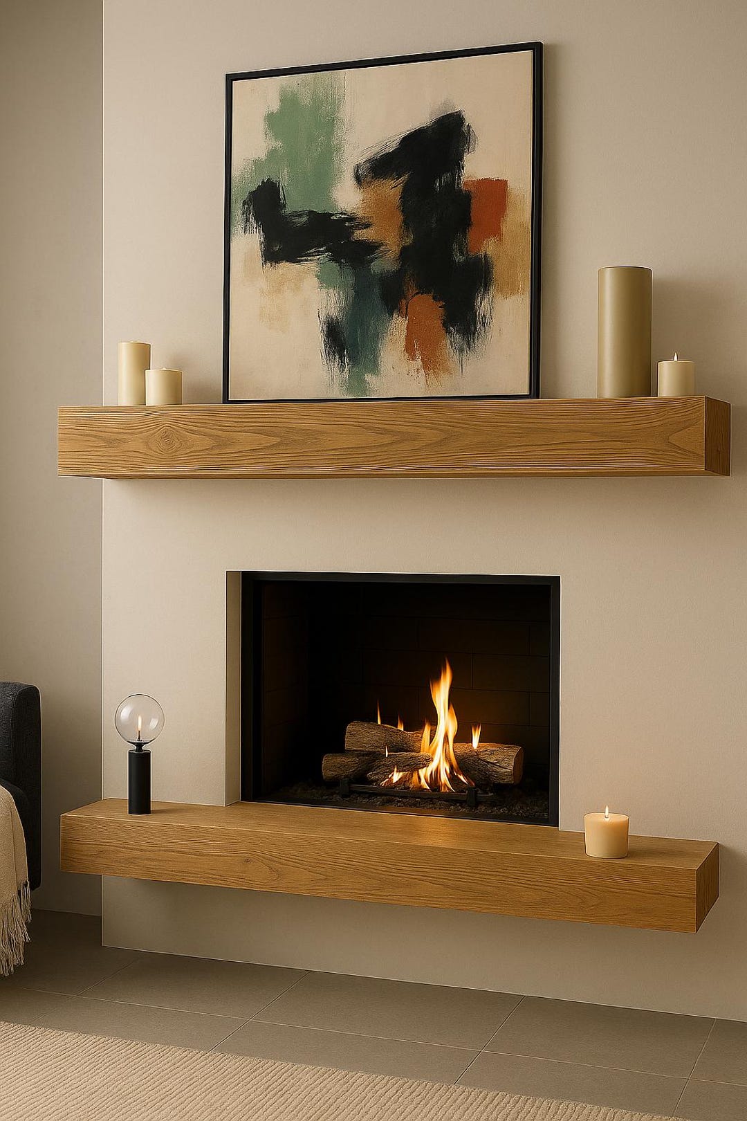 Rustic Solid Fir Fireplace Mantel Beam – Handcrafted Floating Wood ...