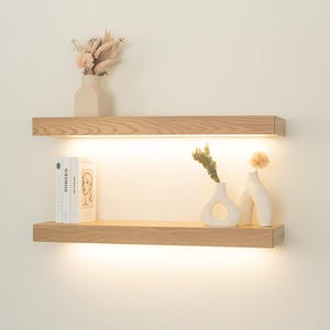 Floating Shelf with LED Lights, Kitchen Shelving, FREE Shipping, Recessed LED Strip, Wood Shelves, Rustic / Farmhouse , Any Size, 110-120VAC