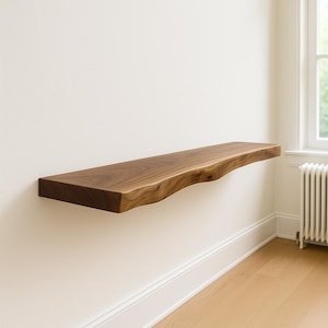 Walnut Floating Shelves, Custom Wood Shelves, Rustic Shelves, Bathroom Shelves with Bracket, Long Book Shelves, Oak Kitchen Shelves