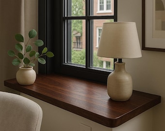 Made in USA Solid Wood Window Sill – Custom Natural Wood Windowsill – Rustic Window Ledge – Live Edge Window Shelf – Handmade Hardwood Trim