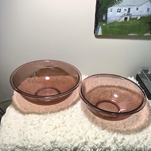 Set of 2 Pyrex Cranberry Mixing Bowls | Sizes 325 & 326 | Rare Purple Glass | 1990s Vintage Kitchenware | Nesting Bowl Set | Free Shipping