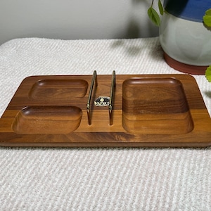 Vintage Walnut Wood Valet Tray: Mid-Century Modern Catchall