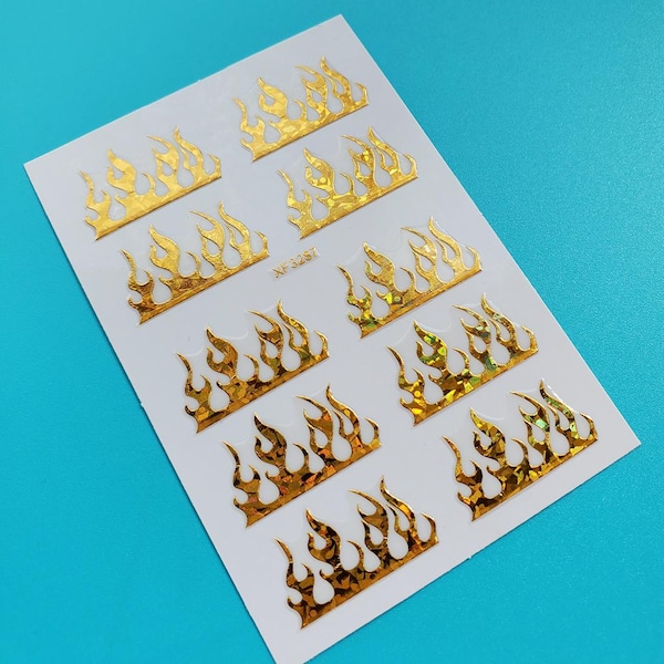 Fire Flame Nail Art Sticker Flame Self Adhesive Nail Art Decals XFSeries