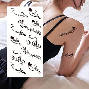 Letters Words Love Bleeding Love Temporary Tattoos English Word Letter Black Hand Drawn Sketch Body Arm Leg Temporary Tattoo FSF6