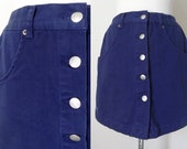Vintage Navy Button Down Highwaist Bum Mini Skort Skirt Hipster Preppy Classic 28 inch Waist
