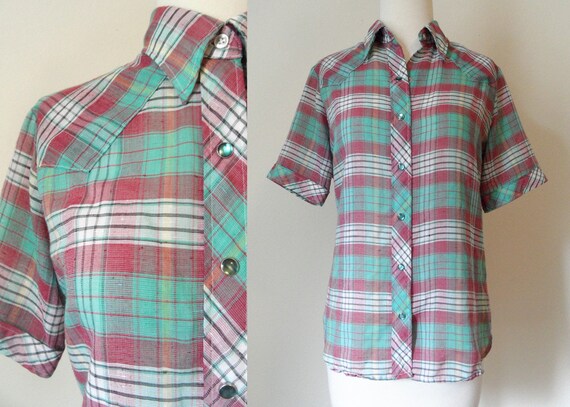 sheer plaid shirt