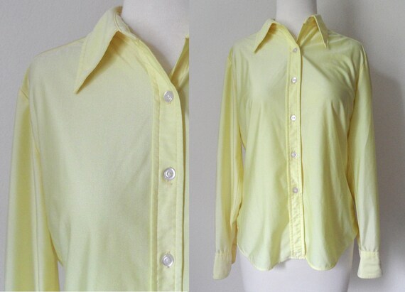yellow button down blouse