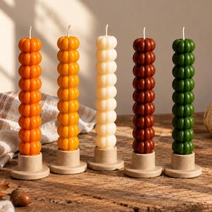 Kürbis-Stabkerze, gestapelte Kürbiskerze, Herbst-Stabkerze, Tischdekoration für Thanksgiving, Herbst-Tischdekoration, Halloween-Kerze