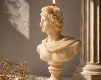Large Apollo Bust Candle, Greek God Statue Candle, Classical Art Decor, Christmas Gift for Art Lover, Handmade Sculpture Candle, Greek Decor