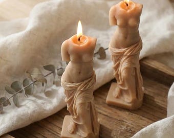 Venus Sculpture Candle – Greek Goddess Candle, Aesthetic Body Candle, Minimalist Decor, Gift for Her, Book Lover Gift, Dark Academia,