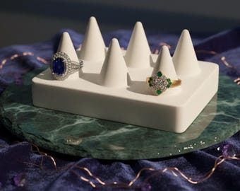 Ring Holder Set, Geometric Jewelry Display Decor, Eco Resin Cone, Bridesmaid Gift, Minimalist Ring Stand, Wedding Jewelry Organizer