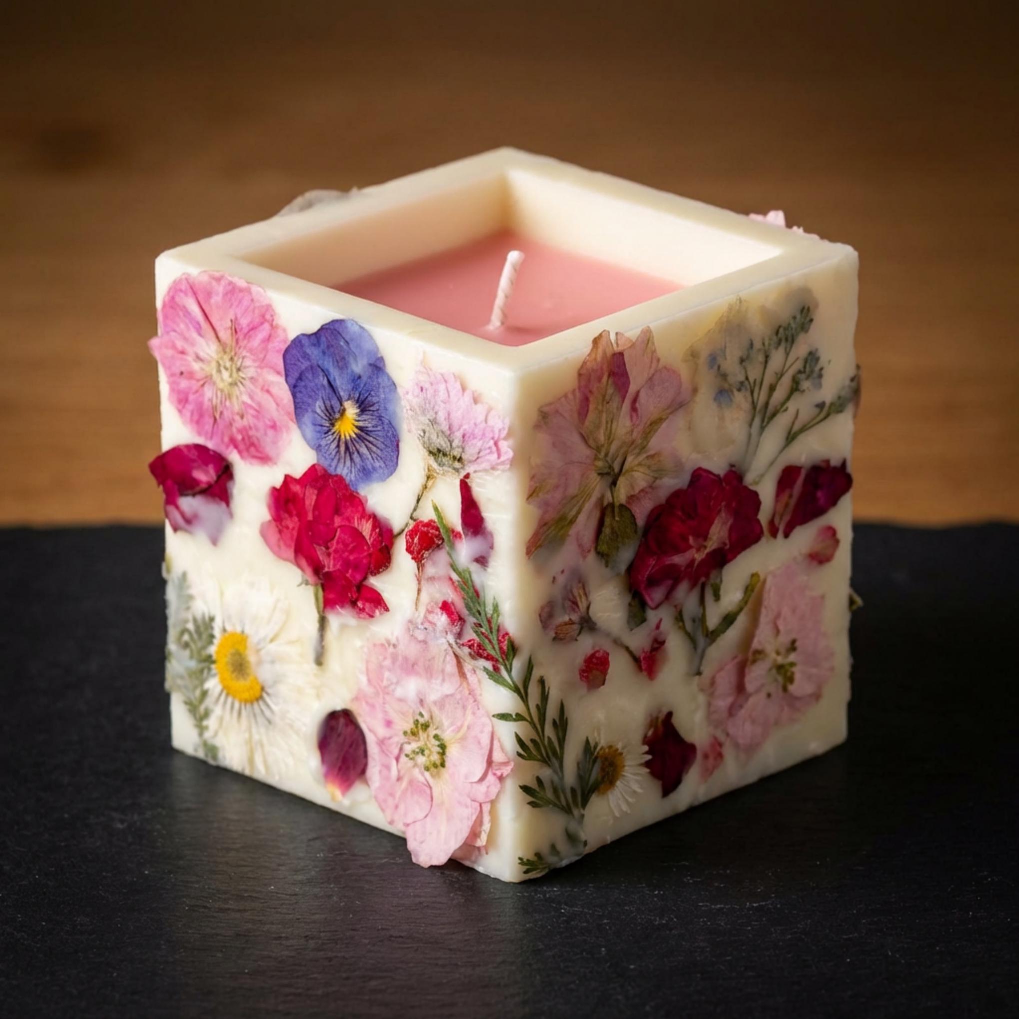 Botanical Soy Candle With Real Dried Flowers, Hand Embedded Luxury Gift ...