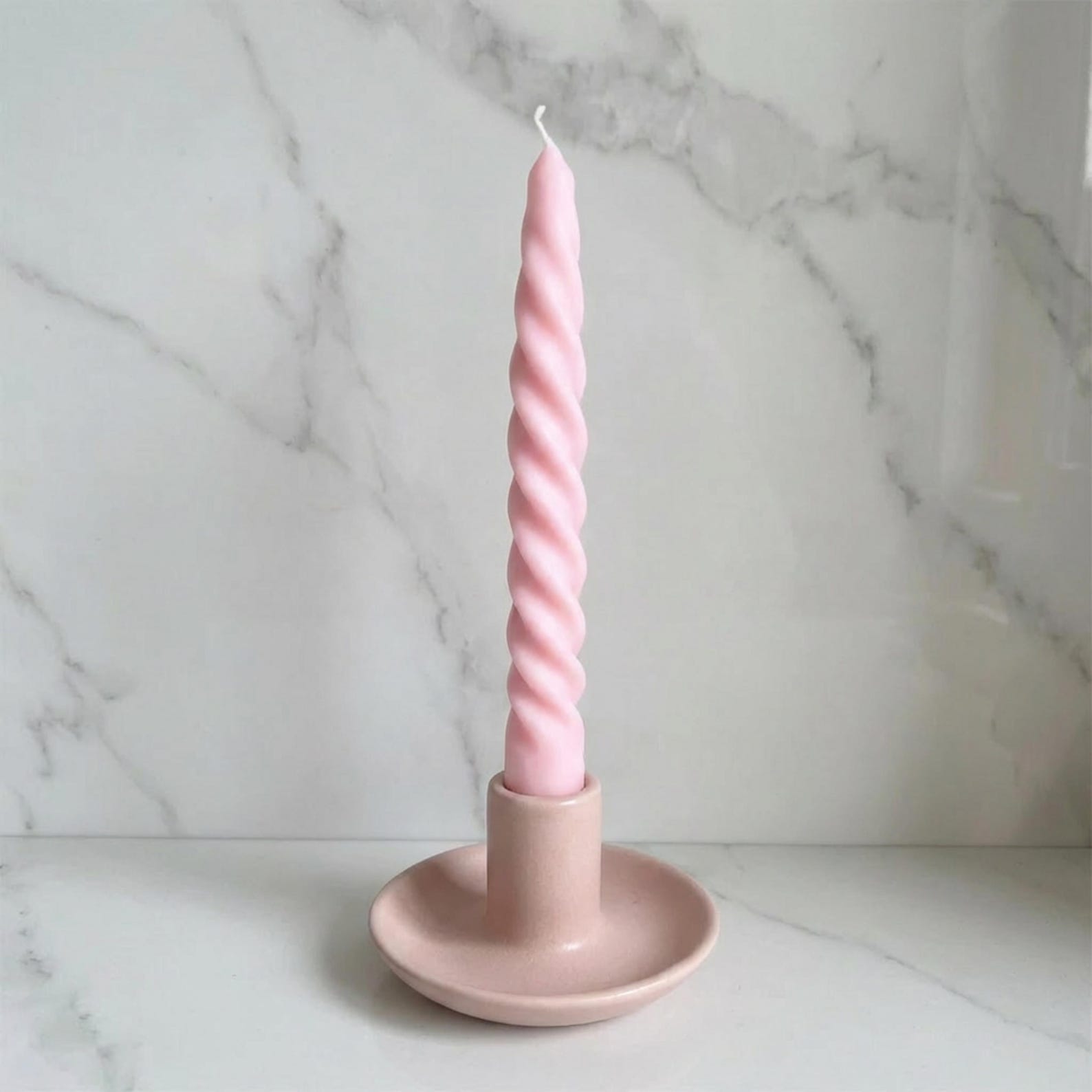 Spiral Taper Candle, Twisted Taper Candle, Elegant Dinner Candle, Handmade Soy Wax Candlestick, Minimalist Home Decor Candle - Pink, Single Spiral