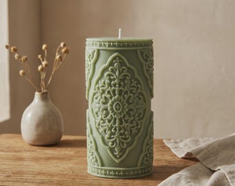 Vela cilíndrica de encaje, vela para inauguración de casa, decoración del hogar, idea de regalo de vela única, regalo de cumpleaños, regalo de aniversario, vela de boda, regalo para mamá