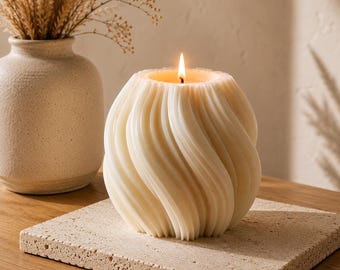 Swirl Pillar Candle, Large Sculptural Soy Wax Candle, Modern Home Decor, Statement Coffee Table Accent, Housewarming Gift, Christmas Gift