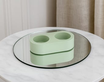 Handmade Double Tea Light Candle Holder | Ceramic Resin | Minimalist | Home Decor | Modern | Tabletop | Decoration