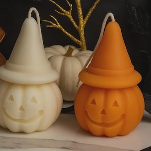 Bougie Chapeau citrouille d&#39;Halloween | Jack-O&#39;-Lantern en cire de soja | Décoration d&#39;Halloween mignonne | Bougie d&#39;automne Bougie d&#39;automne aux épices de citrouille | Bougie d&#39;action de grâce